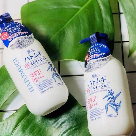 Sữa Dưỡng Thể Chống Nắng Hatomugi UV Milky Gel SPF31 PA+++ 250ml Hot Trend hè 2019